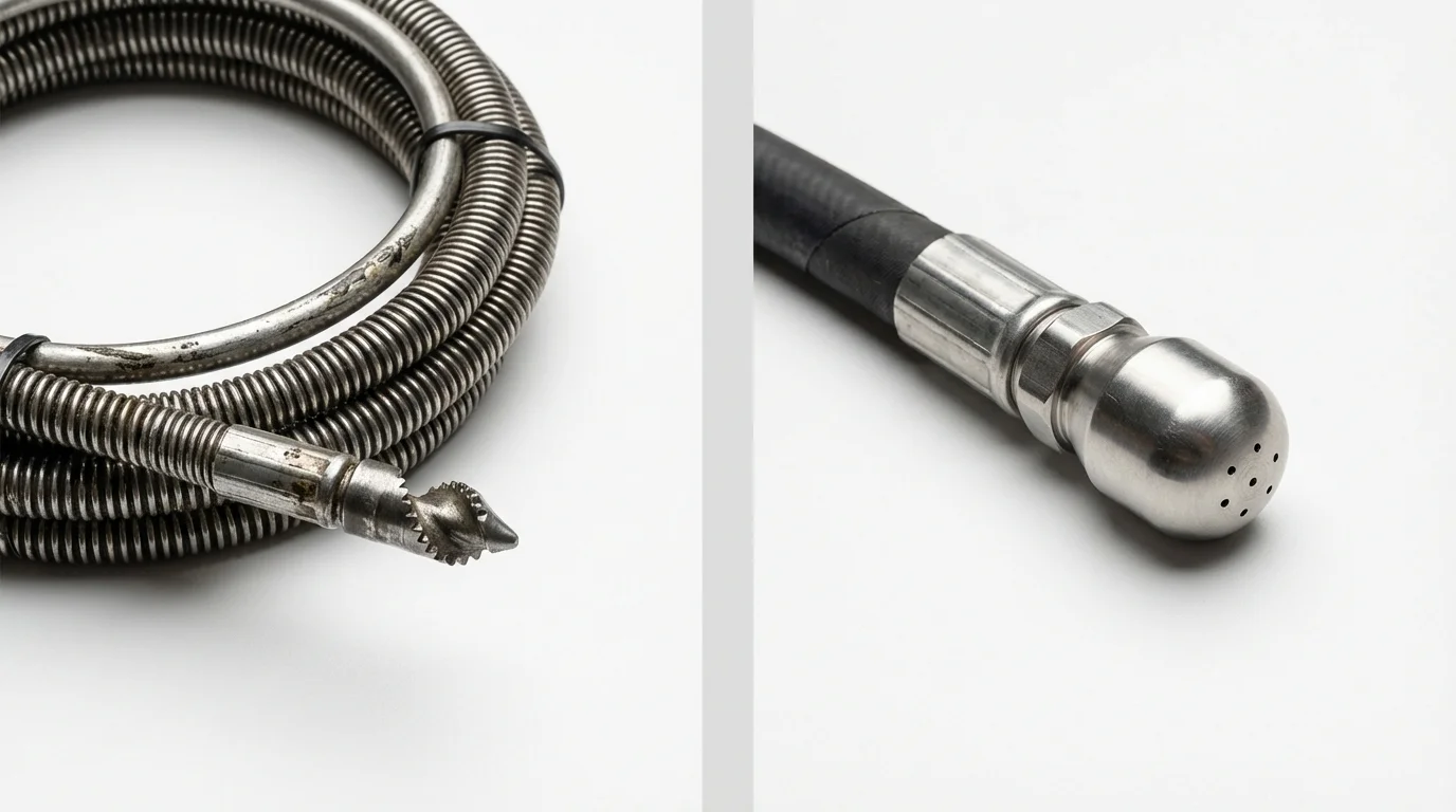 Drain snake cable and hydro jetting nozzle used for drain cleaning in Stephens City, VA