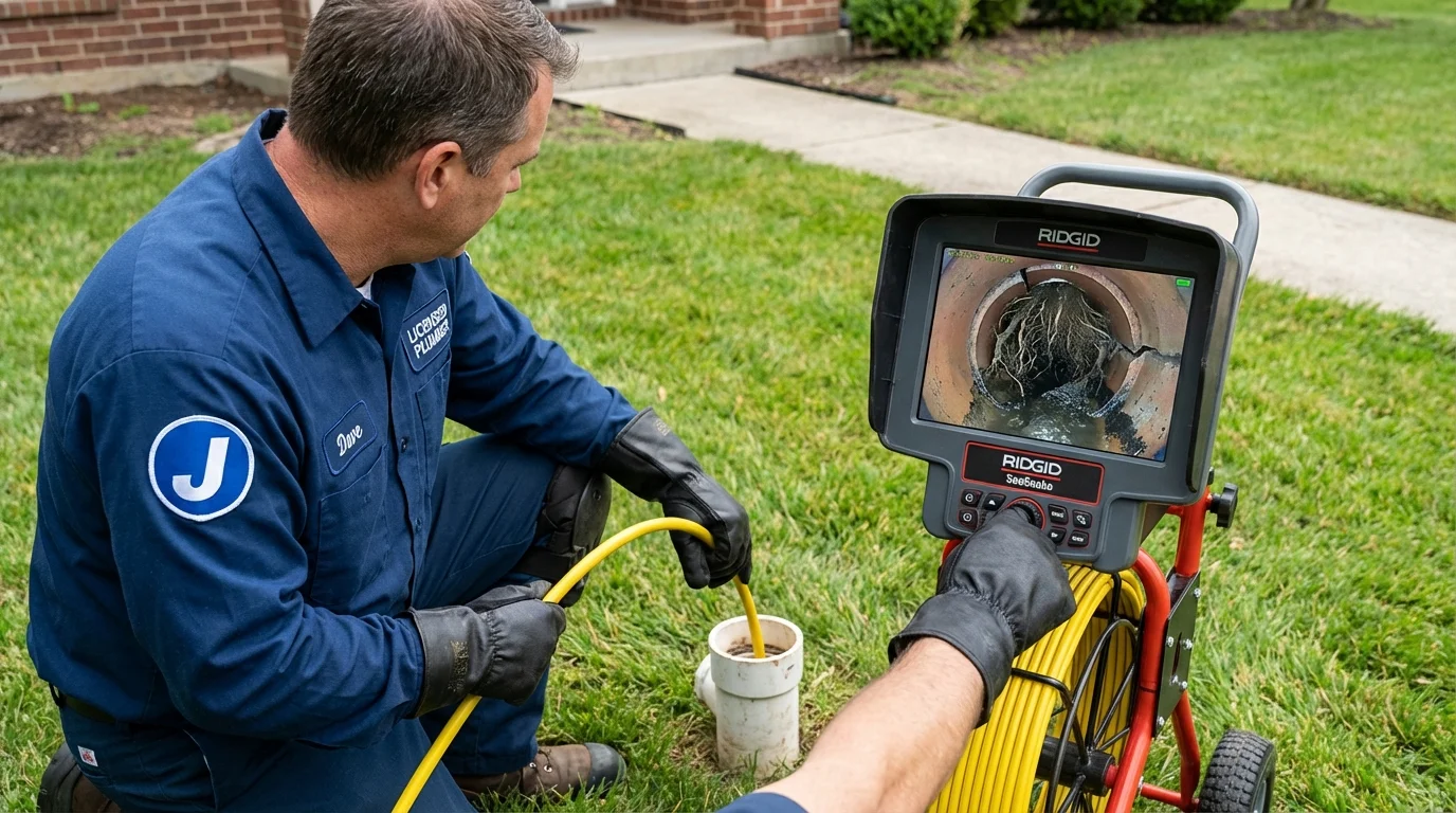 Sewer camera inspection being performed by Johns Plumbing LLC in Stephens City